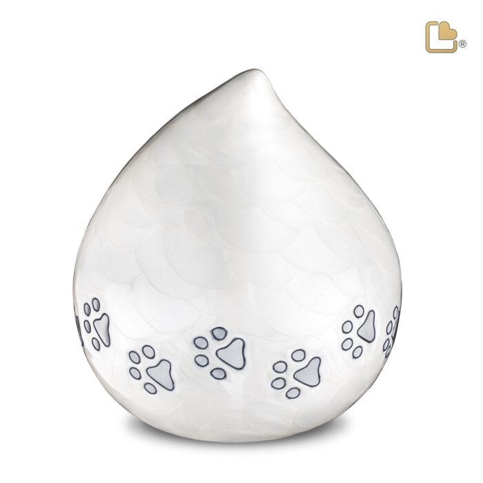 Metalen dierenurn - LoveDrop wit - 1,90 Liter
