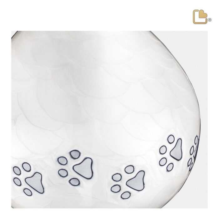 Metalen dierenurn - LoveDrop wit - 1,90 Liter