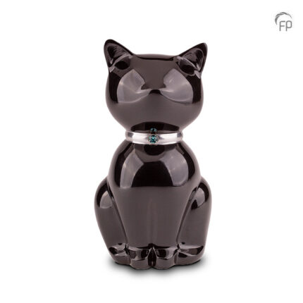 Metalen dierenurn - Nuna zwart zilver - 0,60 Liter