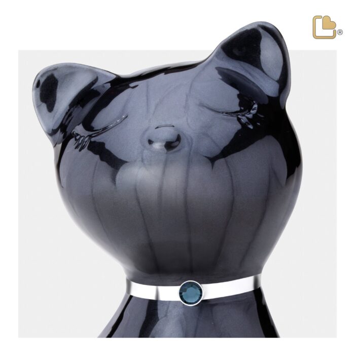 Metalen dierenurn - PrincessCat w Crystal antraciet - 0,62 Liter