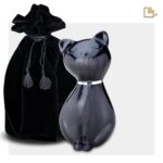 Metalen dierenurn - PrincessCat w Crystal antraciet - 0,62 Liter