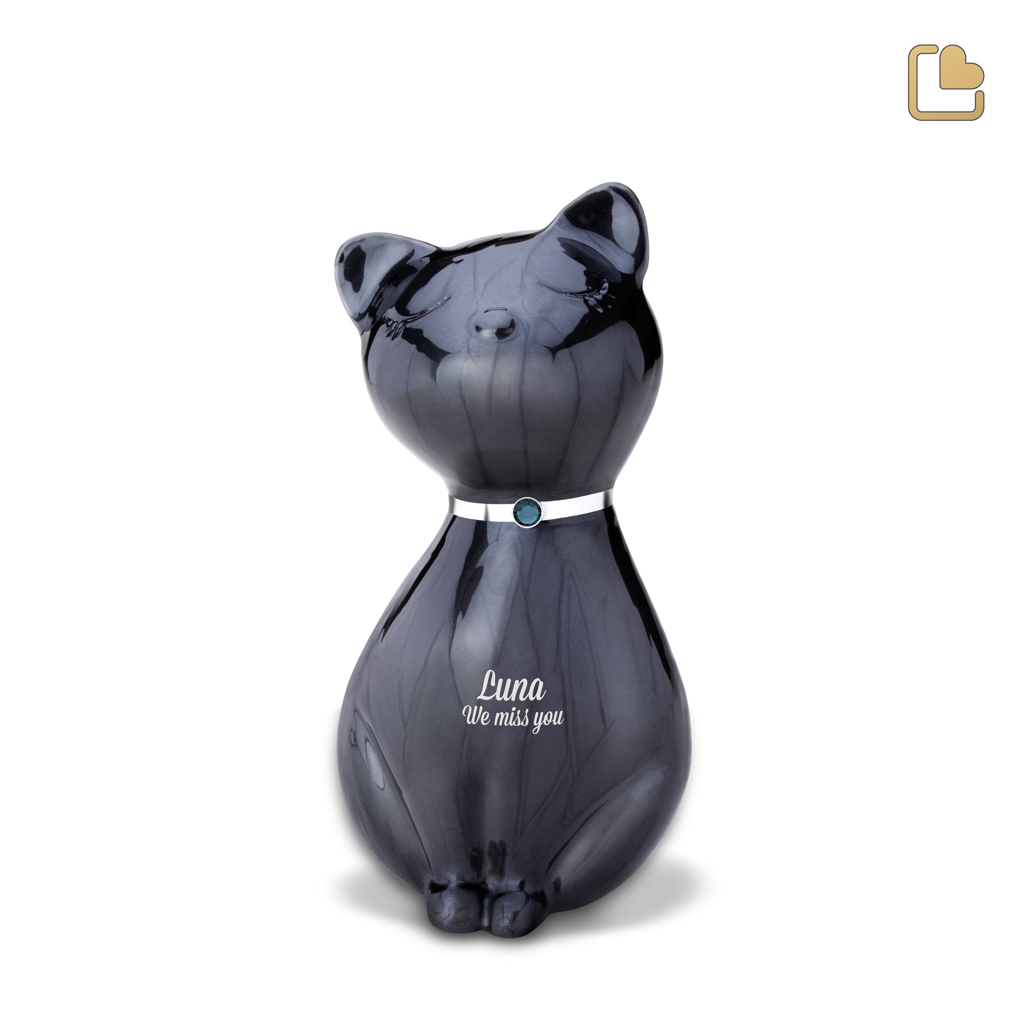 Metalen dierenurn - PrincessCat w Crystal antraciet - 0,62 Liter Metalen dierenurn - PrincessCat w Crystal antraciet - 0,62 Liter