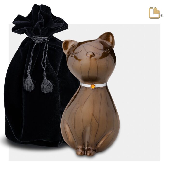Metalen dierenurn - PrincessCat w Crystal brons - 0,62 Liter