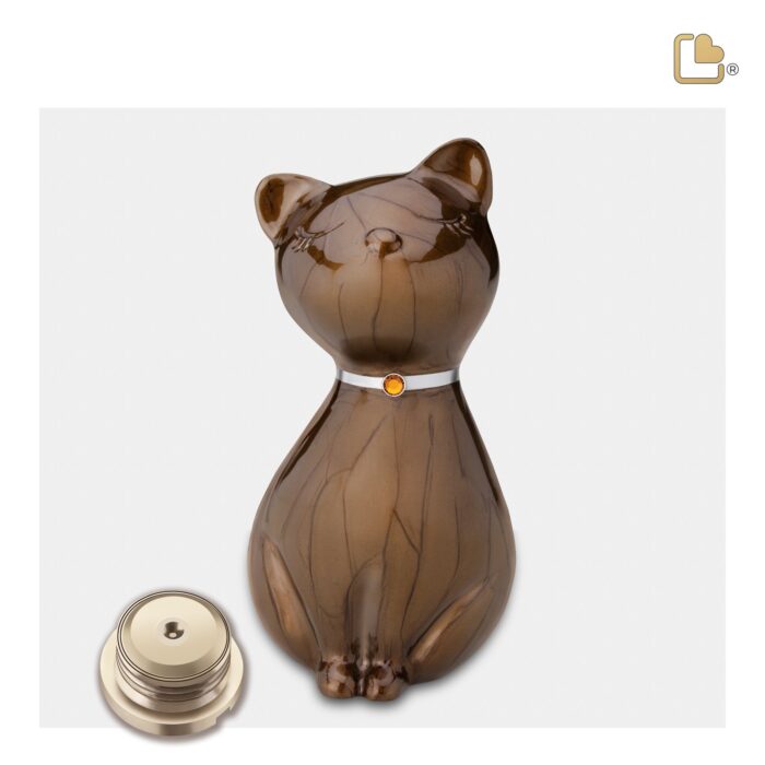 Metalen dierenurn - PrincessCat w Crystal brons - 0,62 Liter