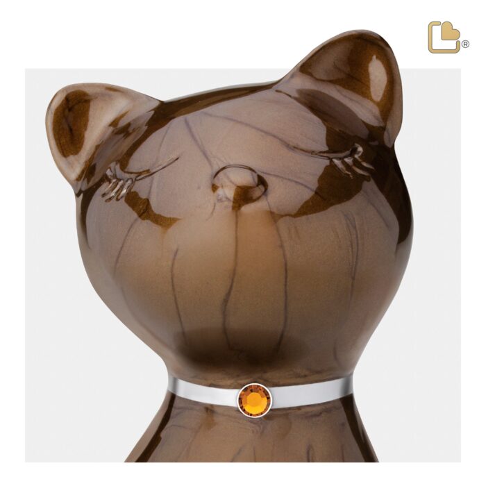 Metalen dierenurn - PrincessCat w Crystal brons - 0,62 Liter