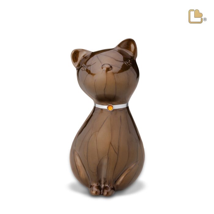 Metalen dierenurn - PrincessCat w Crystal brons - 0,62 Liter