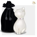 Metalen dierenurn - PrincessCat w Crystal wit - 0,62 Liter