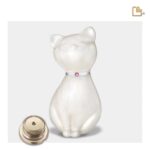 Metalen dierenurn - PrincessCat w Crystal wit - 0,62 Liter