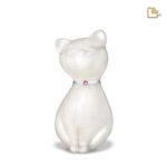 Metalen dierenurn - PrincessCat w Crystal wit - 0,62 Liter