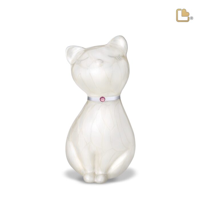 Metalen dierenurn - PrincessCat w Crystal wit - 0,62 Liter