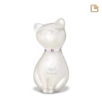 Metalen dierenurn - PrincessCat w Crystal wit - 0,62 Liter