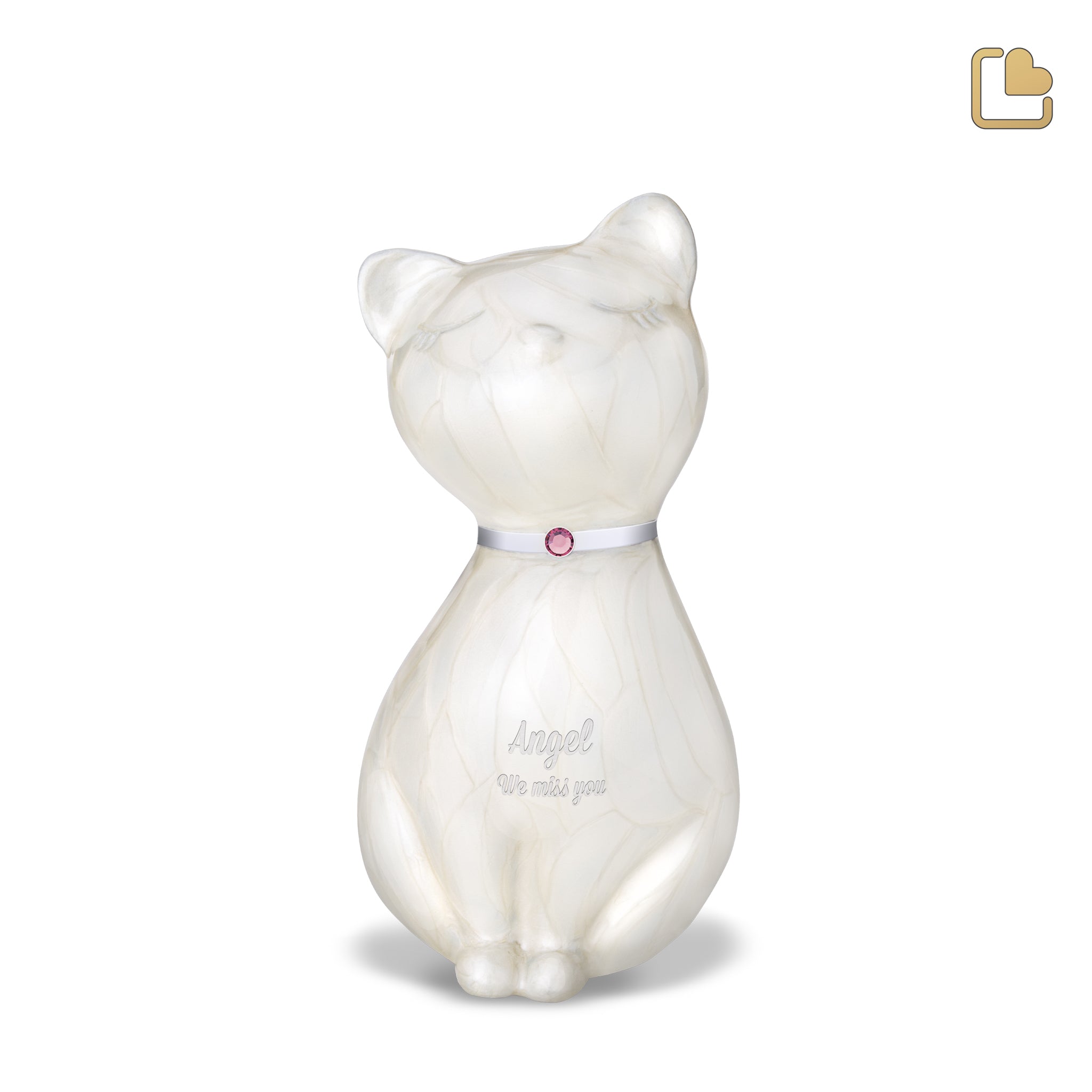 Metalen dierenurn - PrincessCat w Crystal wit - 0,62 Liter Metalen dierenurn - PrincessCat w Crystal wit - 0,62 Liter