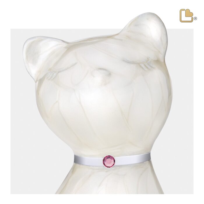 Metalen dierenurn - PrincessCat w Crystal wit - 0,62 Liter