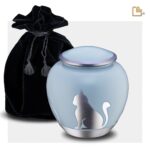 Metalen dierenurn - Shadow Kat blauw - 1,02 Liter