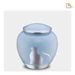 Metalen dierenurn - Shadow Kat blauw - 1,02 Liter