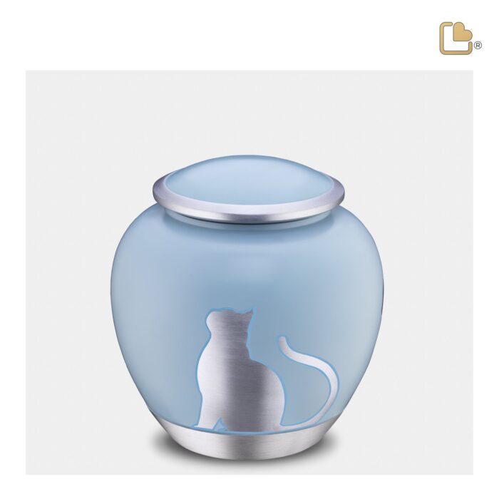 Metalen dierenurn - Shadow Kat blauw - 1,02 Liter