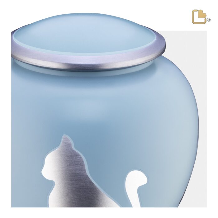 Metalen dierenurn - Shadow Kat blauw - 1,02 Liter