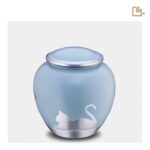 Metalen dierenurn - Shadow Kat blauw - 1,02 Liter