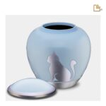 Metalen dierenurn - Shadow Kat blauw - 1,02 Liter