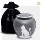 Metalen dierenurn - Shadow Kat French grijs - 1,02 Liter