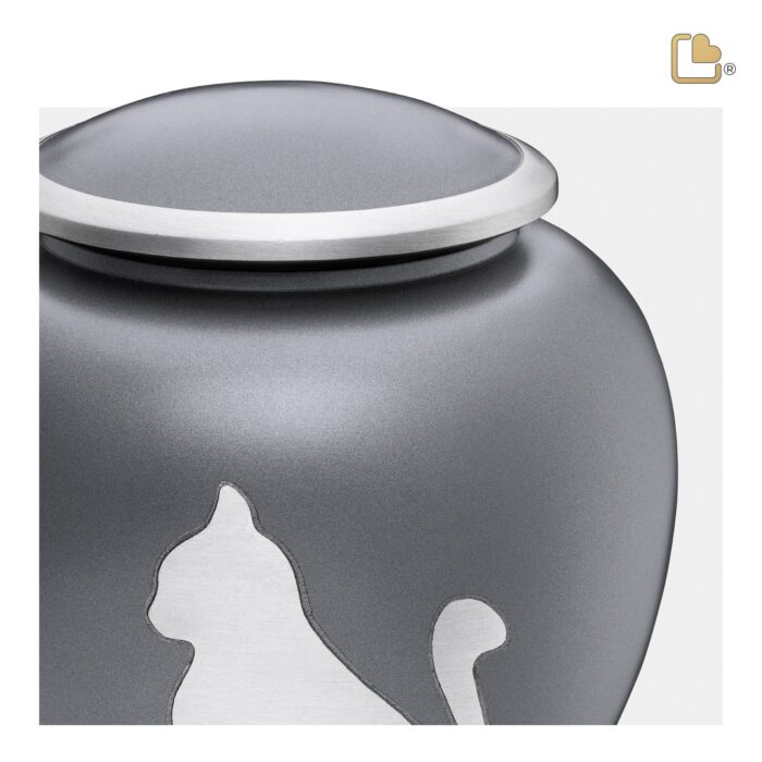 Metalen dierenurn - Shadow Kat French grijs - 1,02 Liter