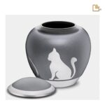 Metalen dierenurn - Shadow Kat French grijs - 1,02 Liter