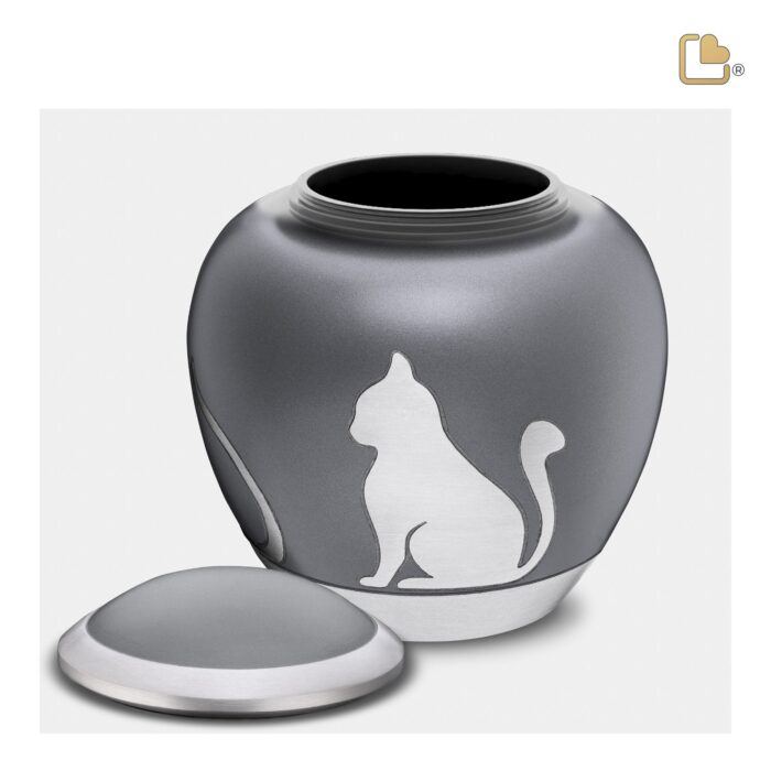 Metalen dierenurn - Shadow Kat French grijs - 1,02 Liter
