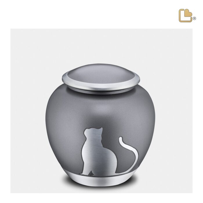 Metalen dierenurn - Shadow Kat French grijs - 1,02 Liter