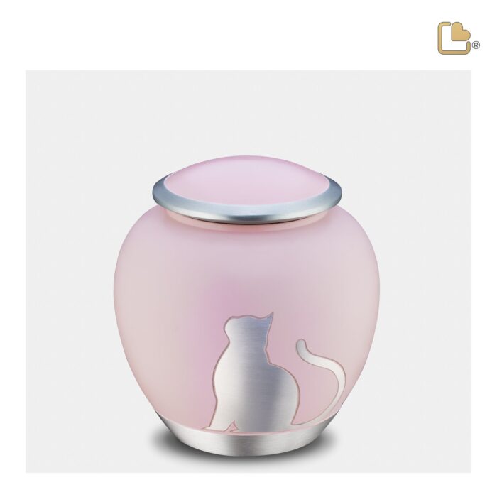 Metalen dierenurn - Shadow Kat roze - 1,02 Liter