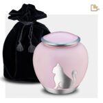 Metalen dierenurn - Shadow Kat roze - 1,02 Liter