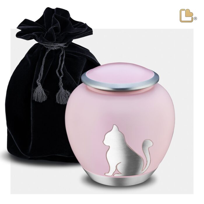 Metalen dierenurn - Shadow Kat roze - 1,02 Liter