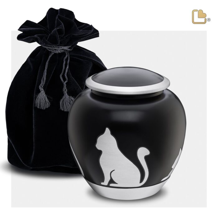 Metalen dierenurn - Shadow Kat zwart - 1,02 Liter