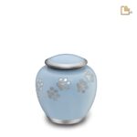 Metalen dierenurn - Shadow Pawprint blauw - 0,61 Liter