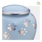 Metalen dierenurn - Shadow Pawprint blauw - 0,61 Liter