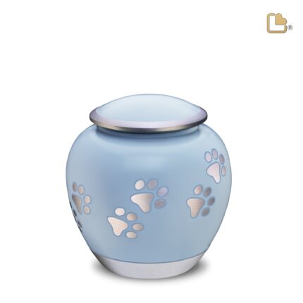 Metalen dierenurn - Shadow Pawprint blauw - 1,02 Liter