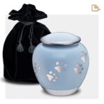 Metalen dierenurn - Shadow Pawprint blauw - 1,02 Liter