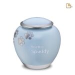 Metalen dierenurn - Shadow Pawprint blauw - 1,41 Liter