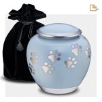 Metalen dierenurn - Shadow Pawprint blauw - 1,41 Liter