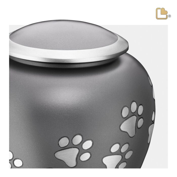 Metalen dierenurn - Shadow Pawprint French grijs - 0,61 Liter