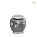 Metalen dierenurn - Shadow Pawprint French grijs - 0,61 Liter