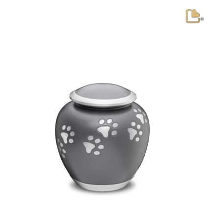 Metalen dierenurn - Shadow Pawprint French grijs - 0,61 Liter