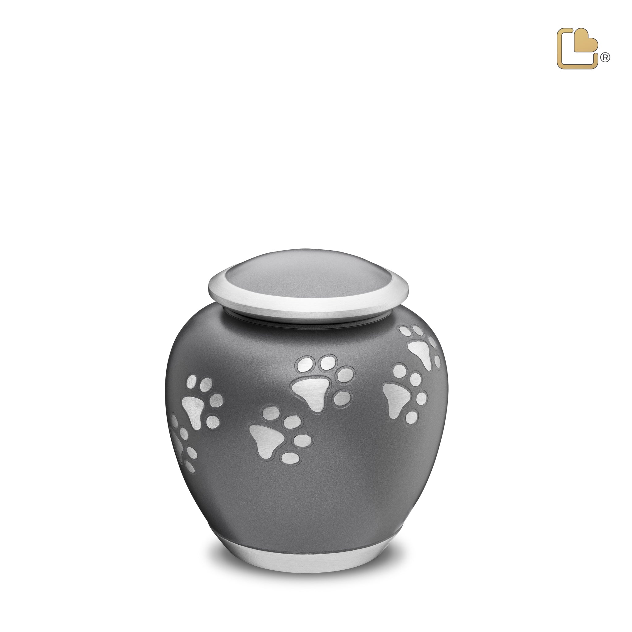 Metalen dierenurn - Shadow Pawprint French grijs - 0,61 Liter Metalen dierenurn - Shadow Pawprint French grijs - 0,61 Liter