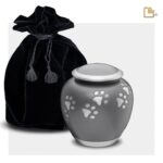 Metalen dierenurn - Shadow Pawprint French grijs - 0,61 Liter
