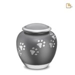 Metalen dierenurn - Shadow Pawprint French grijs - 1,02 Liter