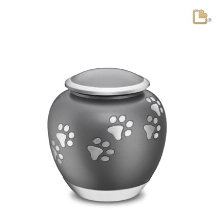 Metalen dierenurn - Shadow Pawprint French grijs - 1,02 Liter