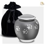 Metalen dierenurn - Shadow Pawprint French grijs - 1,02 Liter