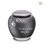 Metalen dierenurn - Shadow Pawprint French grijs - 1,41 Liter