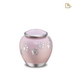 Metalen dierenurn - Shadow Pawprint roze - 0,61 Liter