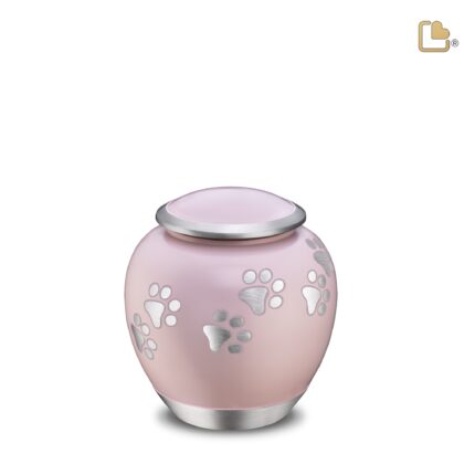 Metalen dierenurn - Shadow Pawprint roze - 0,61 Liter