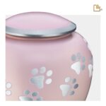 Metalen dierenurn - Shadow Pawprint roze - 0,61 Liter